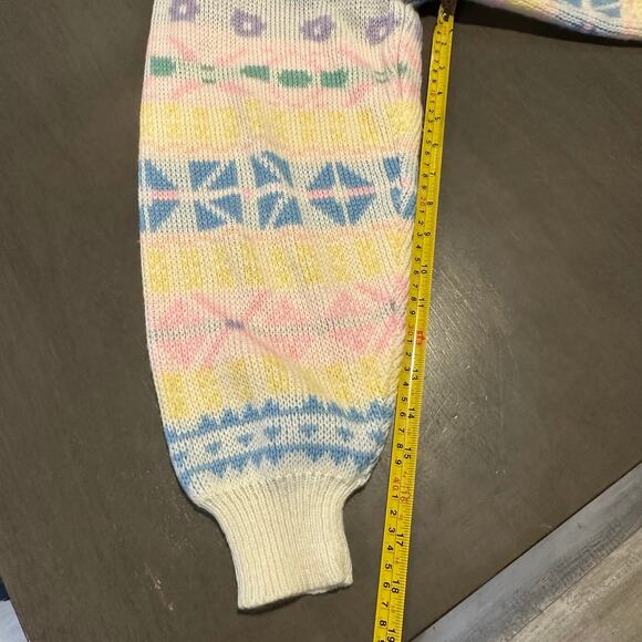 Gitano Ma Vintage M Sweater Pastel Floral Crew Neck 80's Cosplay Easter Spring - Picture 4 of 8